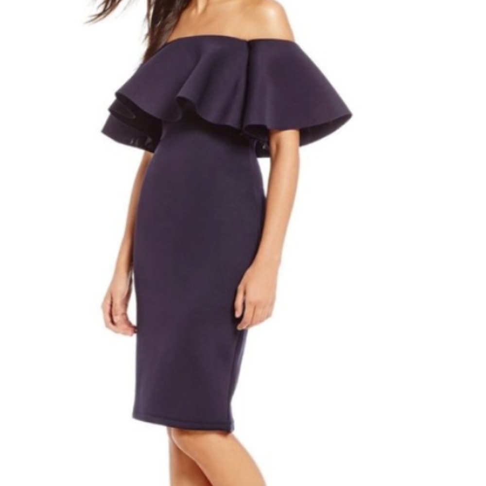 Gianni Bini Chrissy Off Shoulder Scuba Dress XS